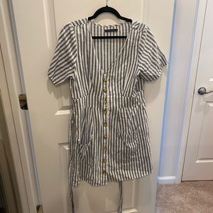 Striped blue and white mini dress